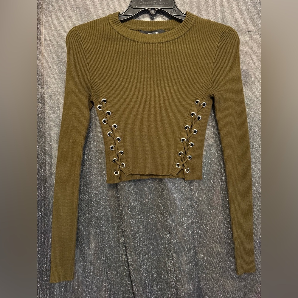 Forever 21 Olive Ribbed Knit Top